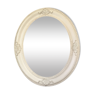 Oval mirror carved wood frame