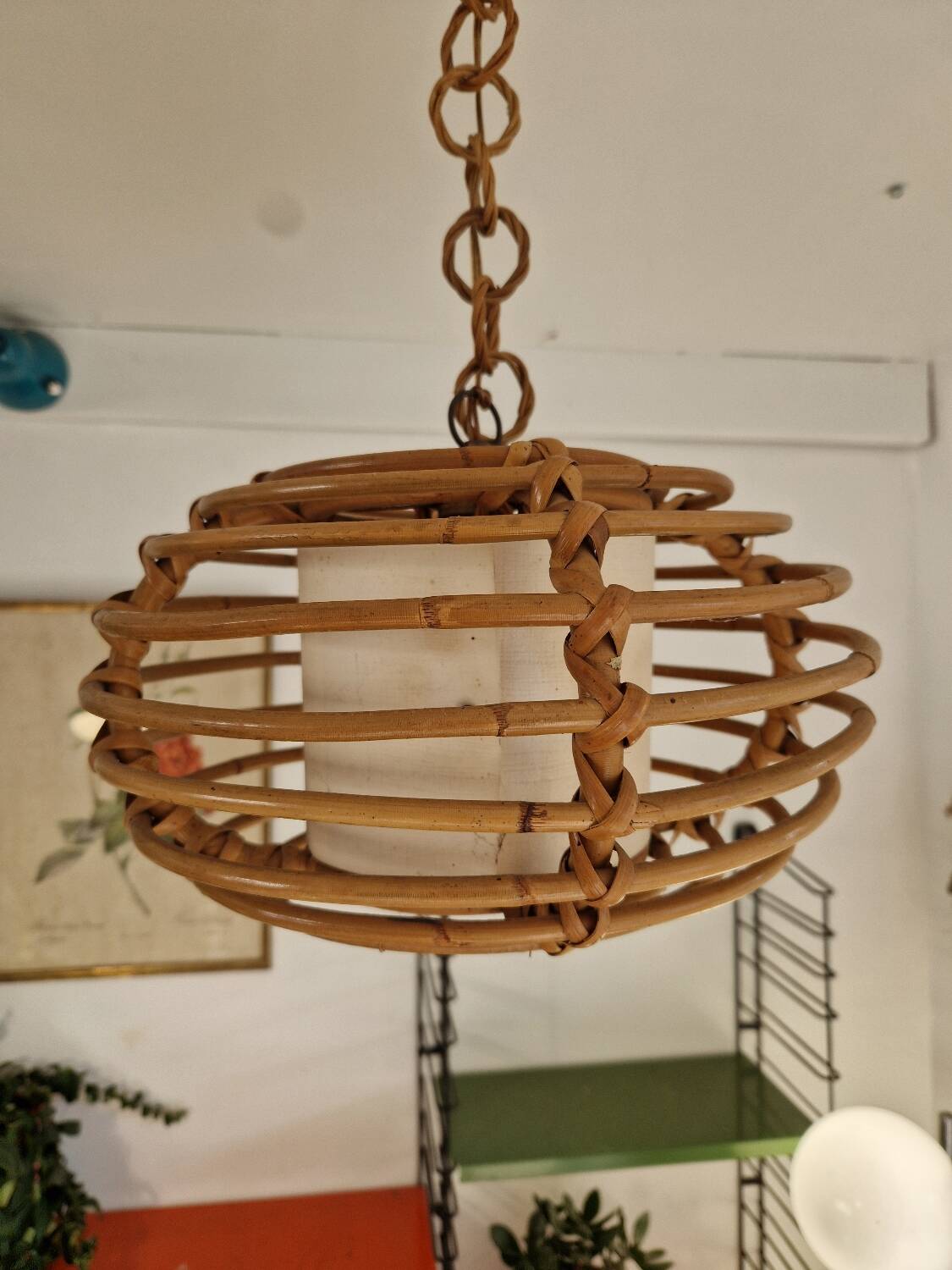 Rattan basket chandelier pendant light