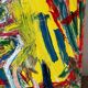Jazzman jouant la contrebasse, abstrait, signé