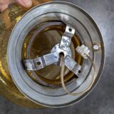 Vintage table lamp with amber bubble glass globe, Bauhaus Art Deco.