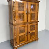 Antique 19th century Biedermeier art deco chest of drawers in walnut with wrought iron locks
