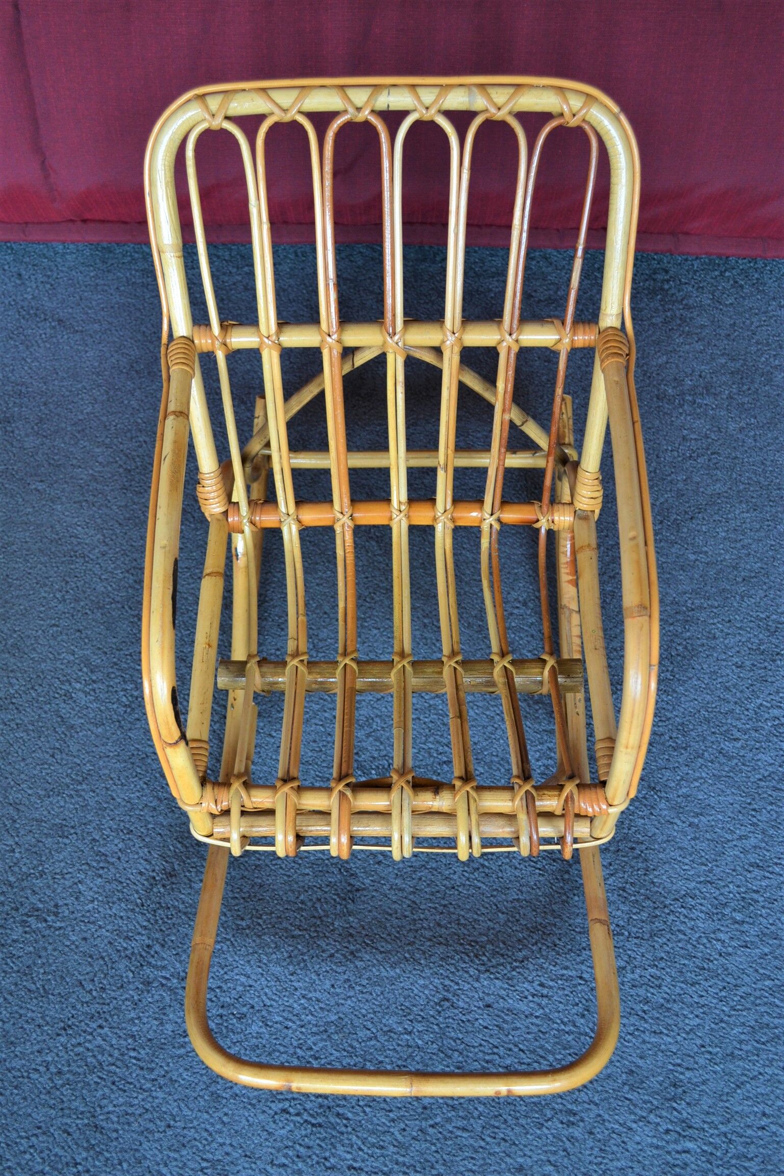 Children's rocking chair in vintage rattan 60 70
