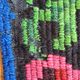 Bohemian blue handwoven carpet with roses made in Romania
