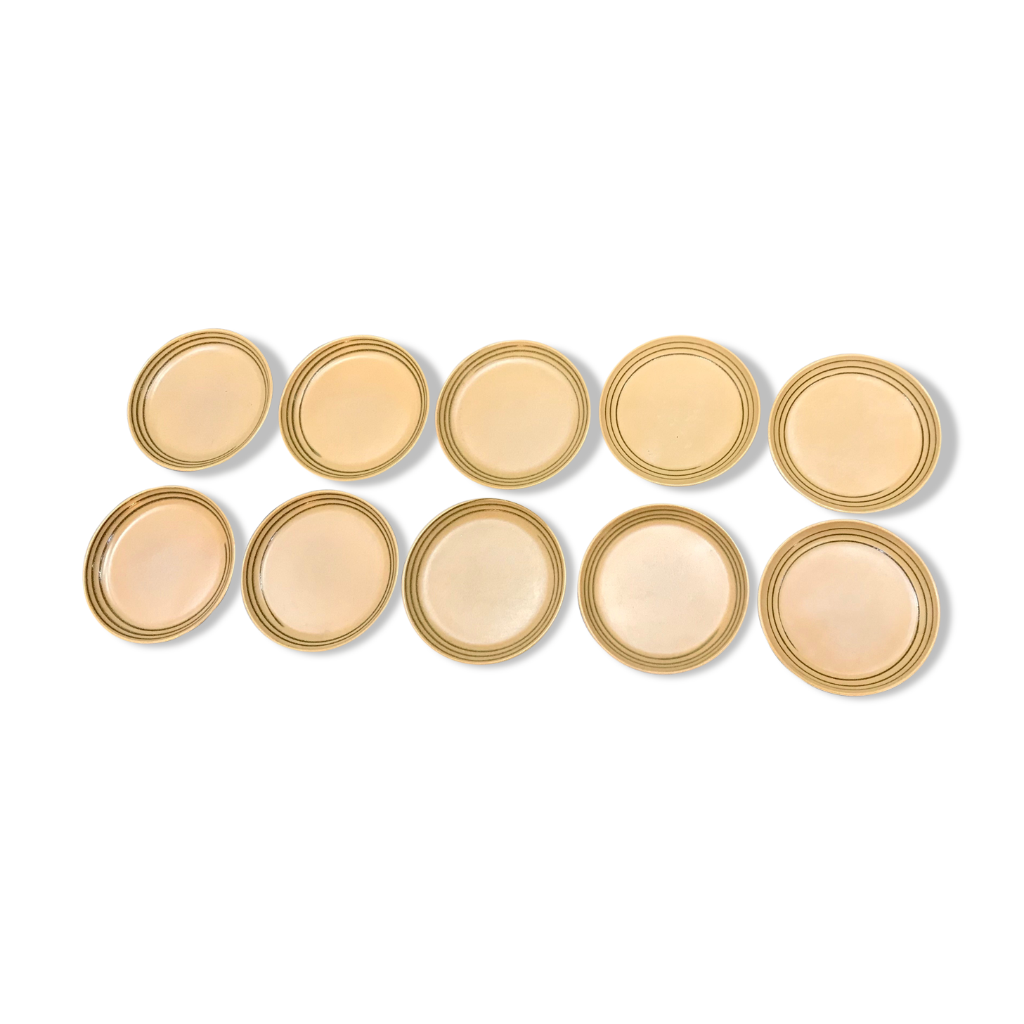 Lot 10 plates flat vintage sandstone workshop art Sarreguemines