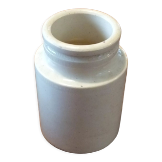 Old creamy white ceramic mustard pot