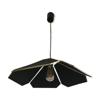 Suspension flower-shaped in black and gold fabrics - 70s