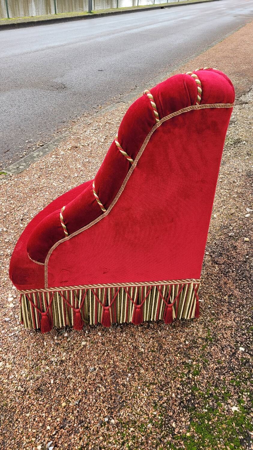 Velvet corner toad armchair, Napoleon III period