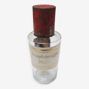 Old medicine jar / apothecary bottle staphisaigre pulv