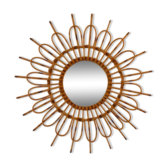 Rattan sun mirror from the 60's - 59x59cm