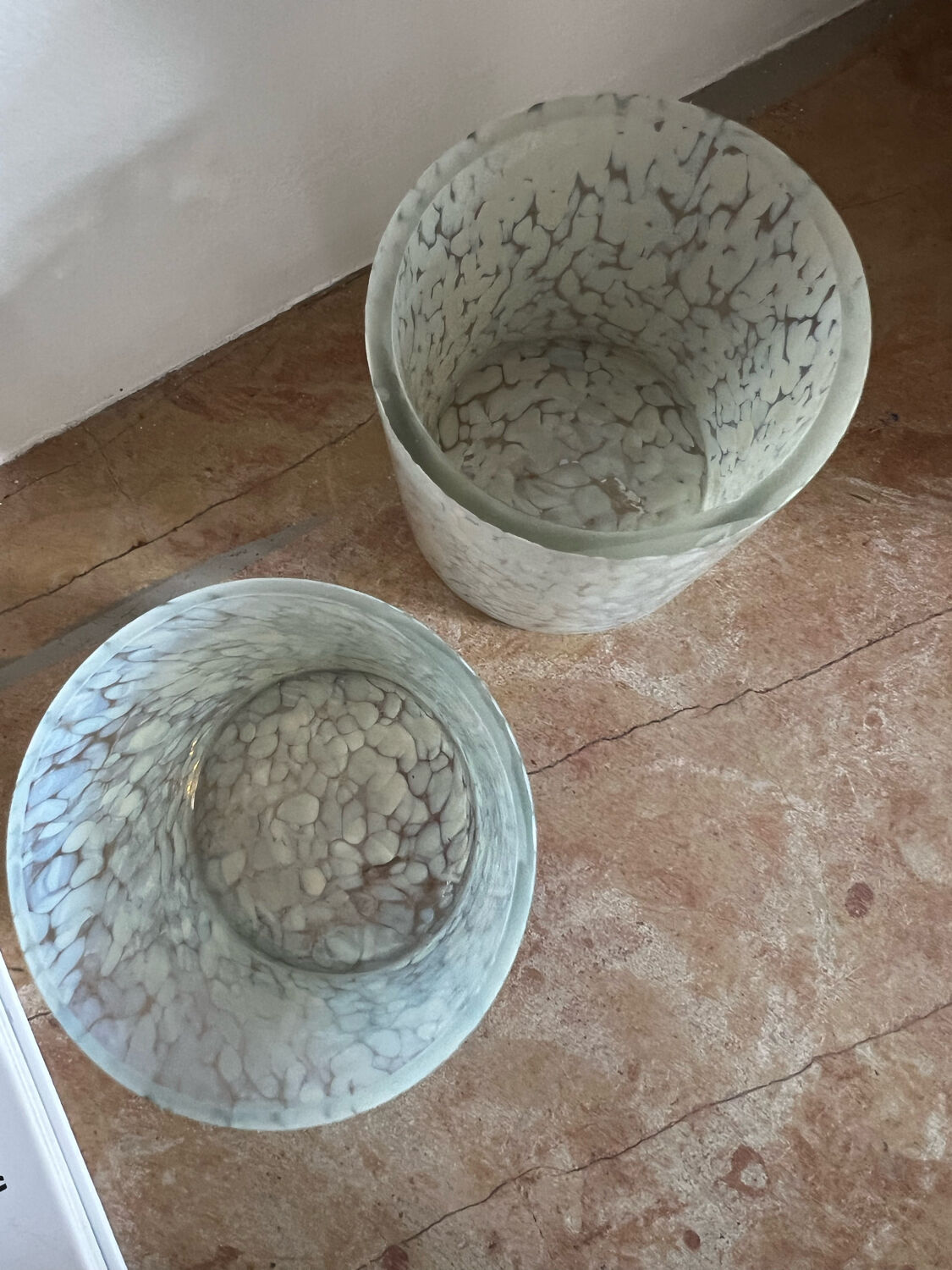 Set of two designer glass candle holders