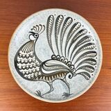 Vintage wall plate in West German pottery with rooster design, 1970s.