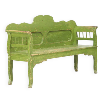 Painted Rustic Farmhouse Folk Art Wooden Bench