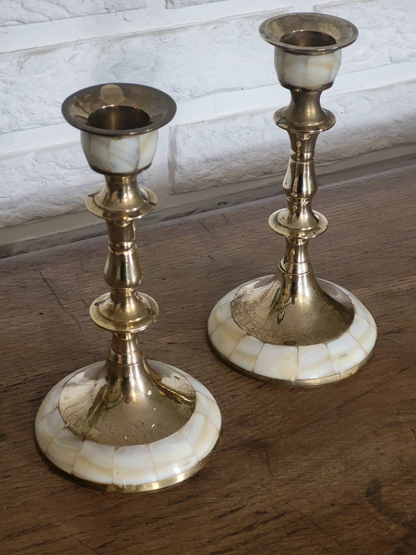 Mother-of-pearl candle holders