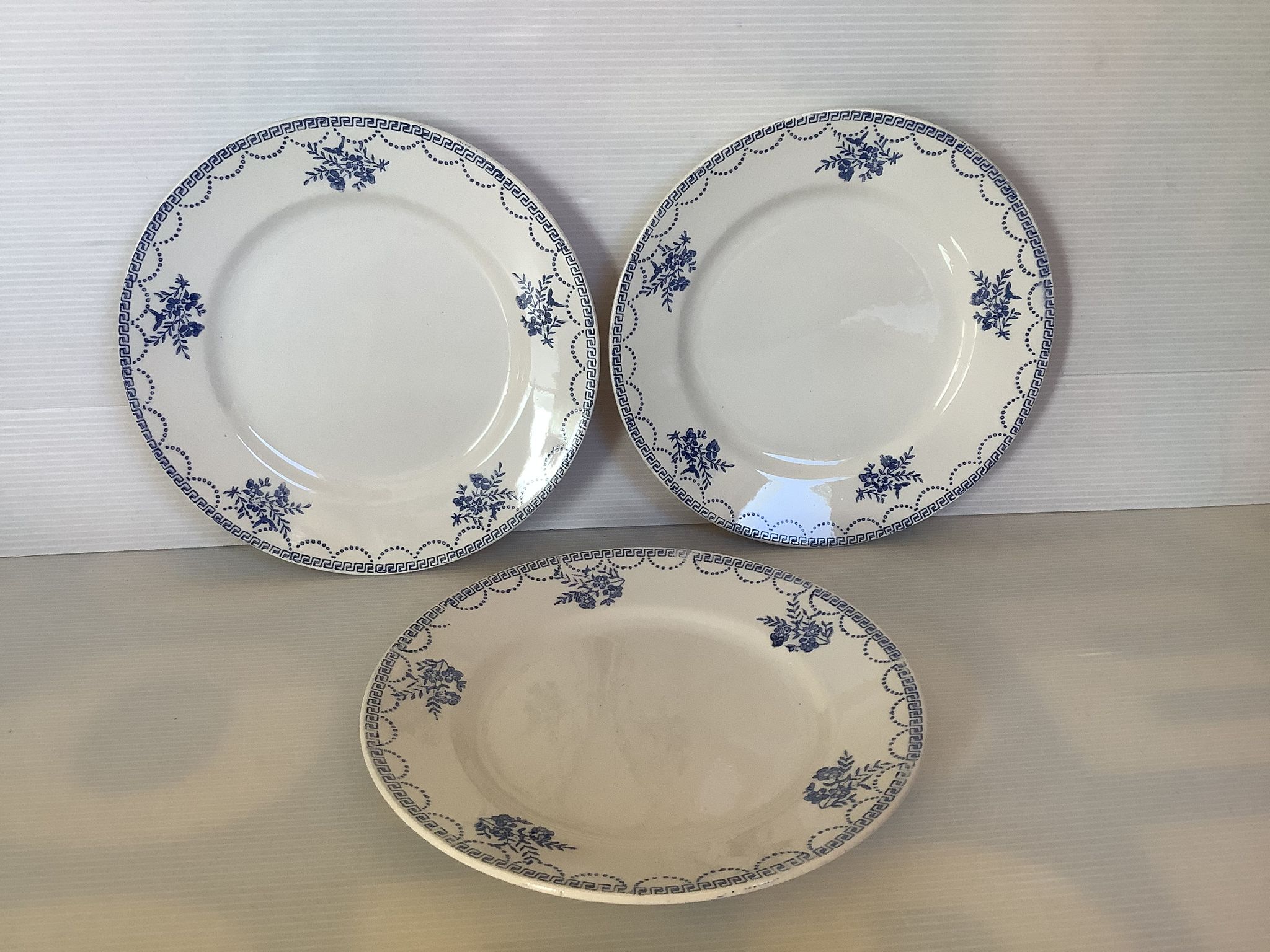 6 old earthenware plates blue flowers st Amand ceranord