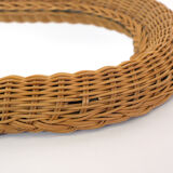 Mirror with thick wicker frame, 54x38 cm.