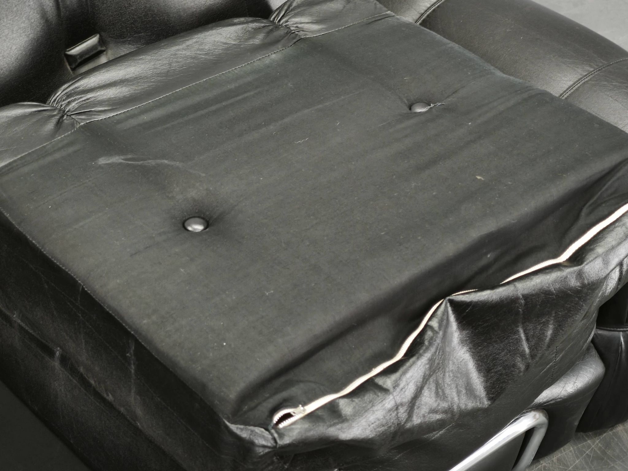 1970s Italian Two-Seat Sofa by Adriano Piazzesi in Chrome and Leatherette