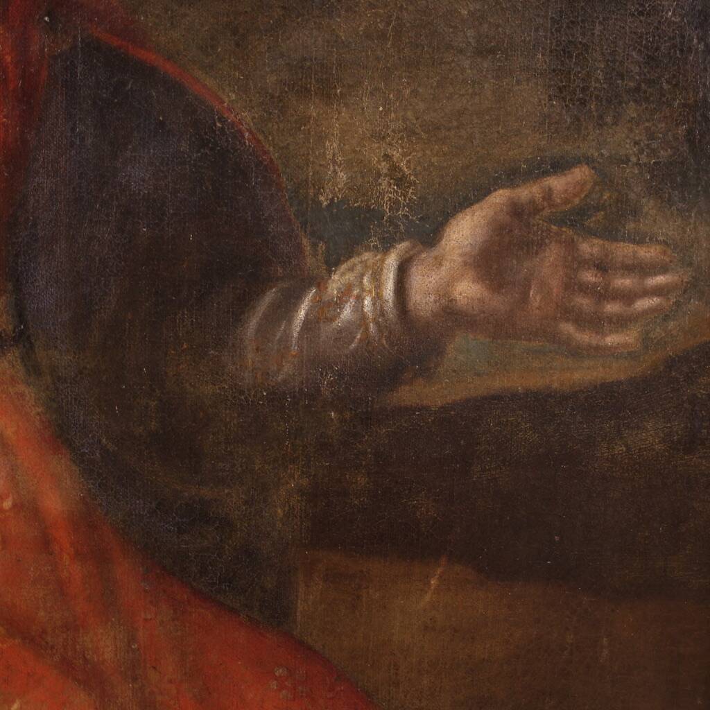 Peinture italienne antique du XVIIe siècle, Moïse sauvé des eaux.