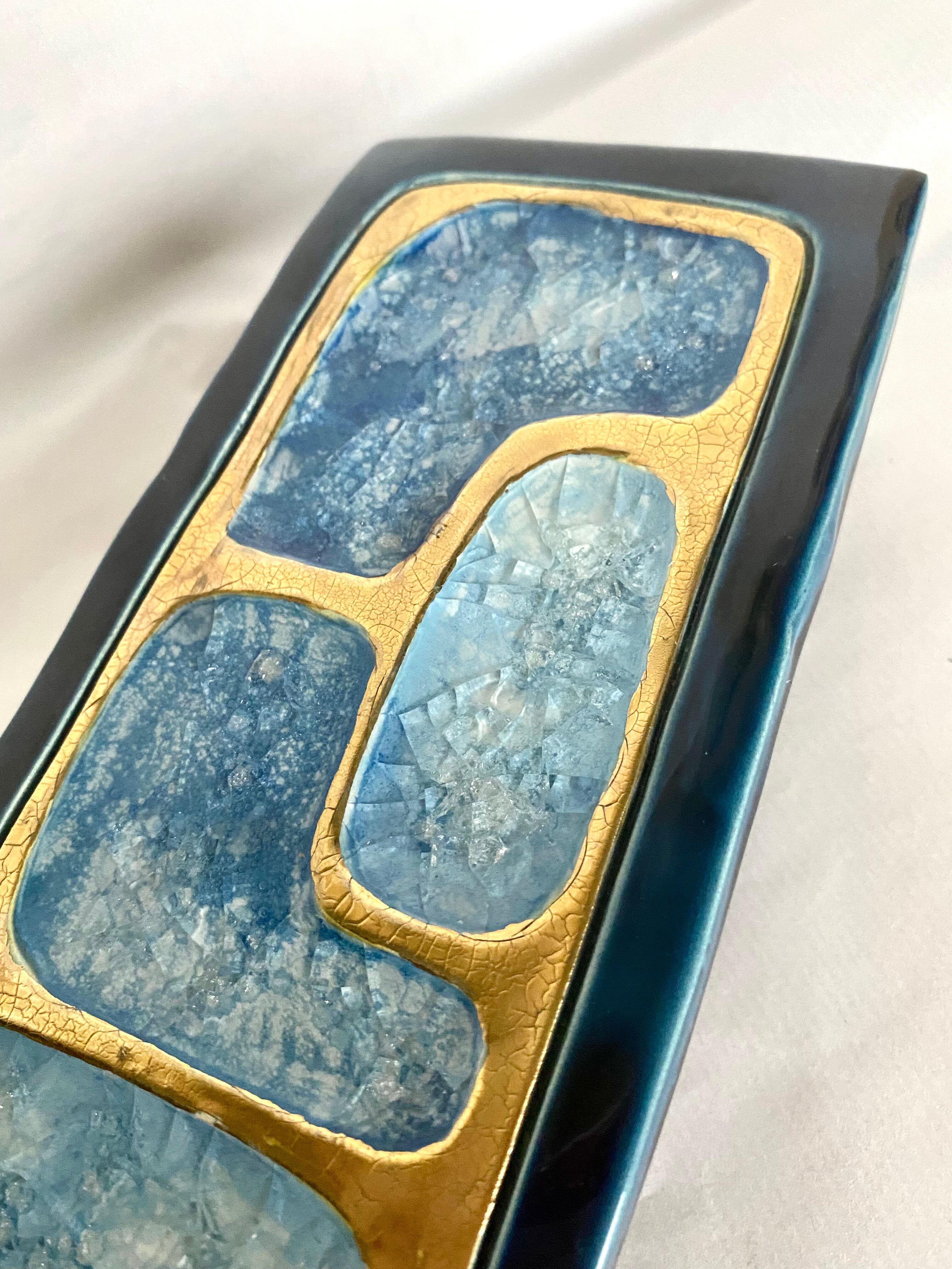 Box of Mithé Espelt ceramics, wood, 60s