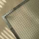 Minimalist 1960s wire glass coffee table in stainless steel.