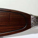 Large vintage 1960s wooden and silver-plated metal salmon serving tray