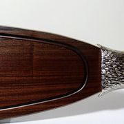 Large vintage 1960s wooden and silver-plated metal salmon serving tray