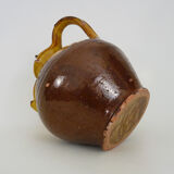 Gargoulette à eau poterie en terre cuite jaune marron vernissé. XIXème