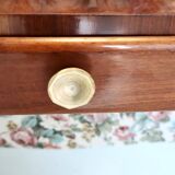 Ebonized Beech and Rose-Patterned Fabric Console with a Drawer, Italy