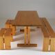 Table, bench and stools Les Arcs by Charlotte Perriand, France, 1960