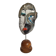 Signed raku ceramic mask on wooden base Contemporary sculpture 30 cm