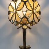 Rare Brutalist Italian Glass Paste and Wrought Iron Table Lamp by Longobard