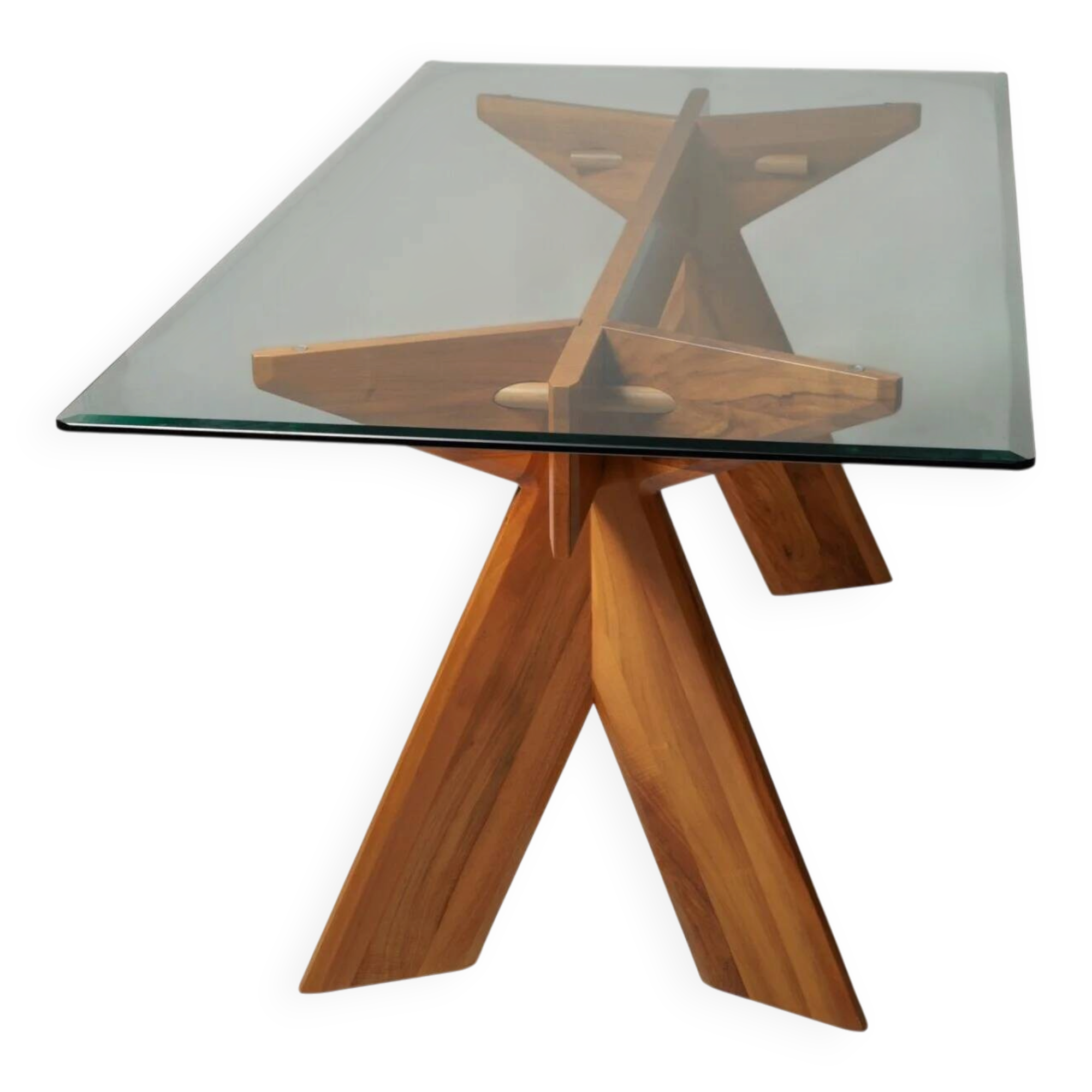Dining table in walnut, Italy 80s