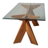 Dining table in walnut, Italy 80s