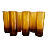 6 amber Long Drink glasses