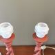 Pair of vintage twisted wood lamps