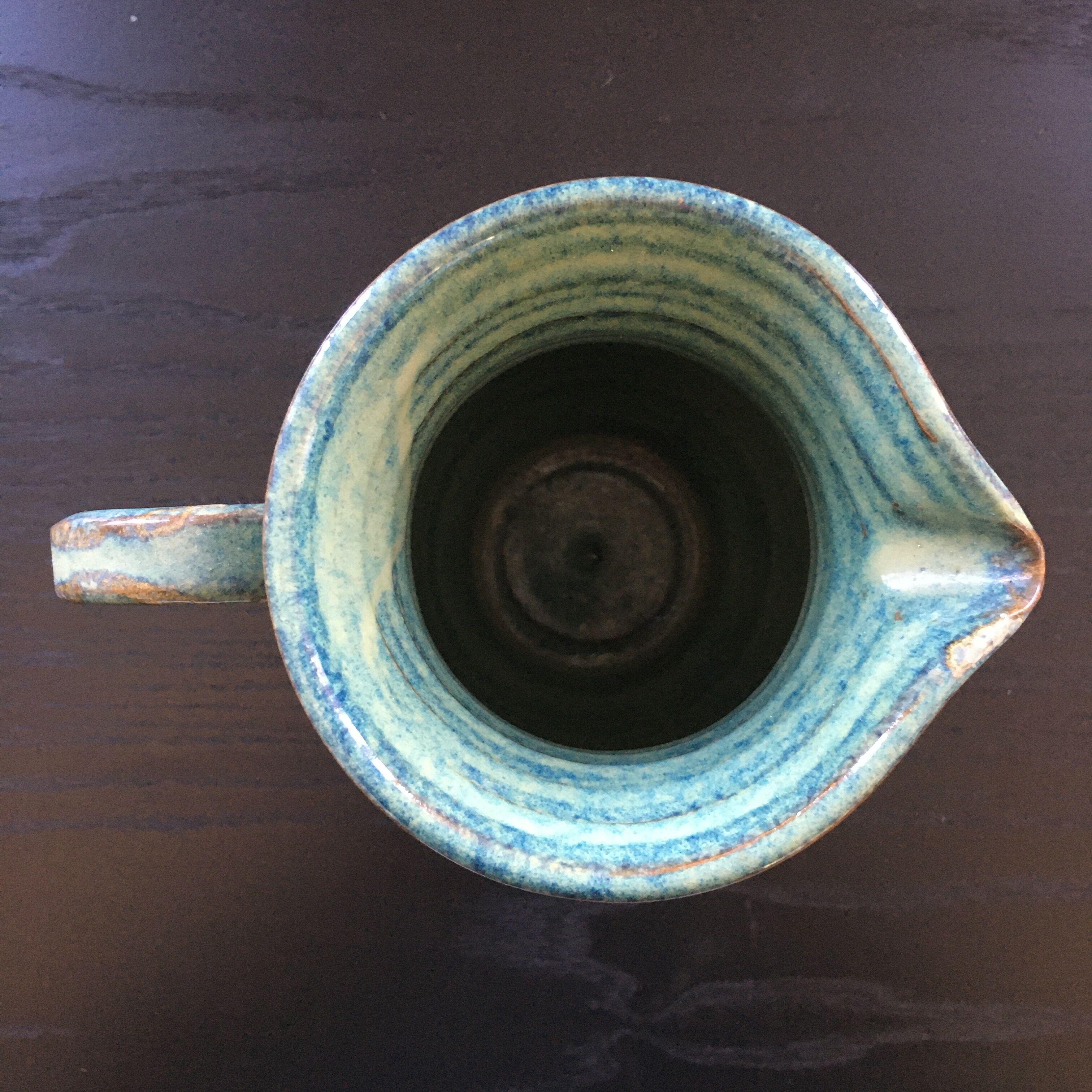 Pitcher blue green decoration peas