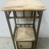 Art Deco bedside table in brass and veined marble, 20th century