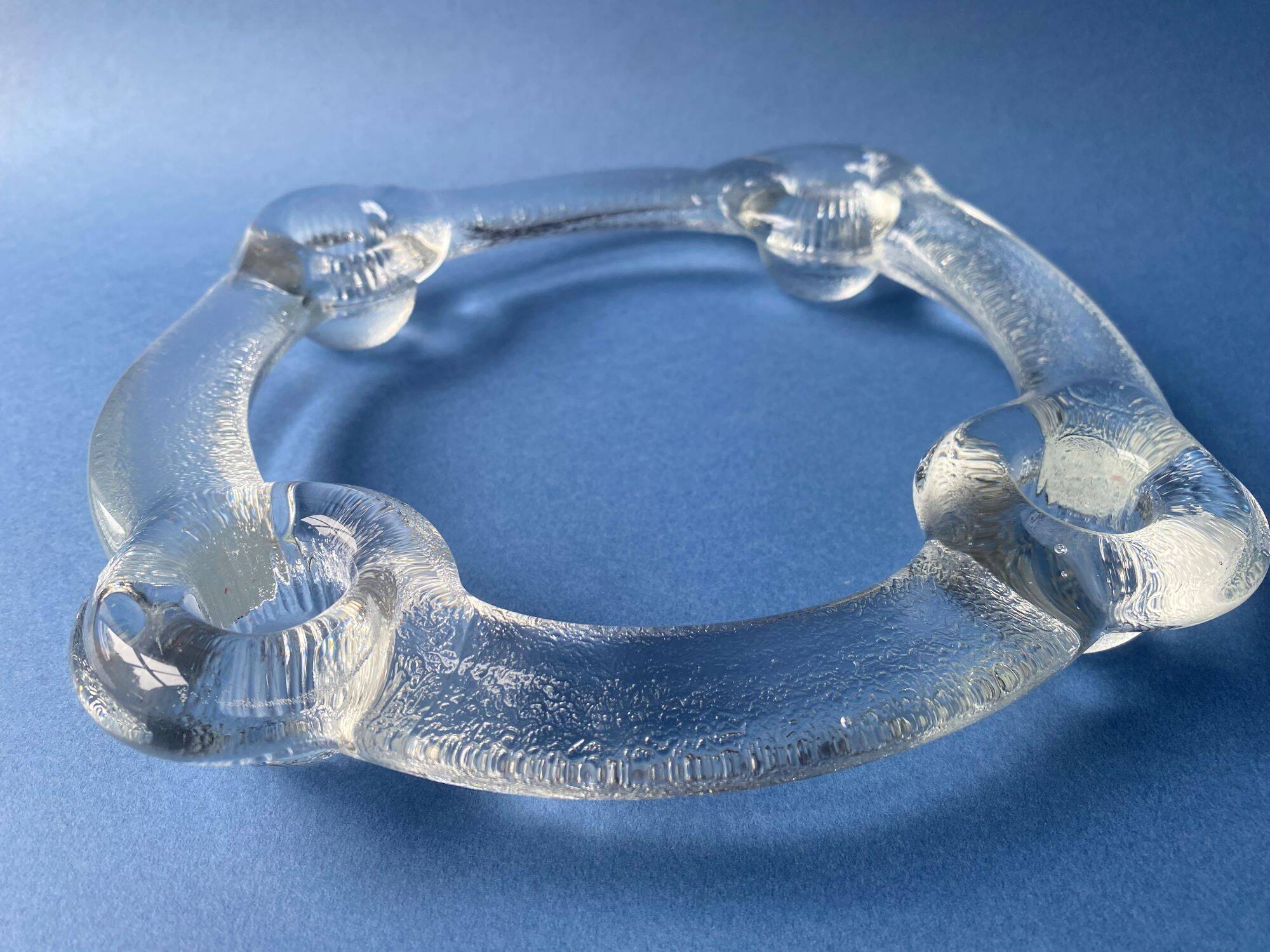 Pukeberg Scandinavian vintage glass candle holder from the 70s - large model