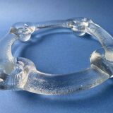 Pukeberg Scandinavian vintage glass candle holder from the 70s - large model
