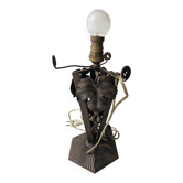 Antique lamp base in wrought iron with leaf motif in Art Deco style from the 1930s.