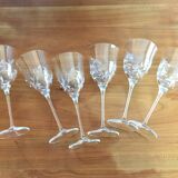 Set 6 engraved crystal wine glasses