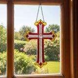 Croix en vitrail – Style Tiffany fait main, décoration murale