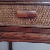 Coiffeuse en rotin avec son tabouret