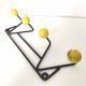 Zig-Zag wall coat rack hooks yellow wood balls