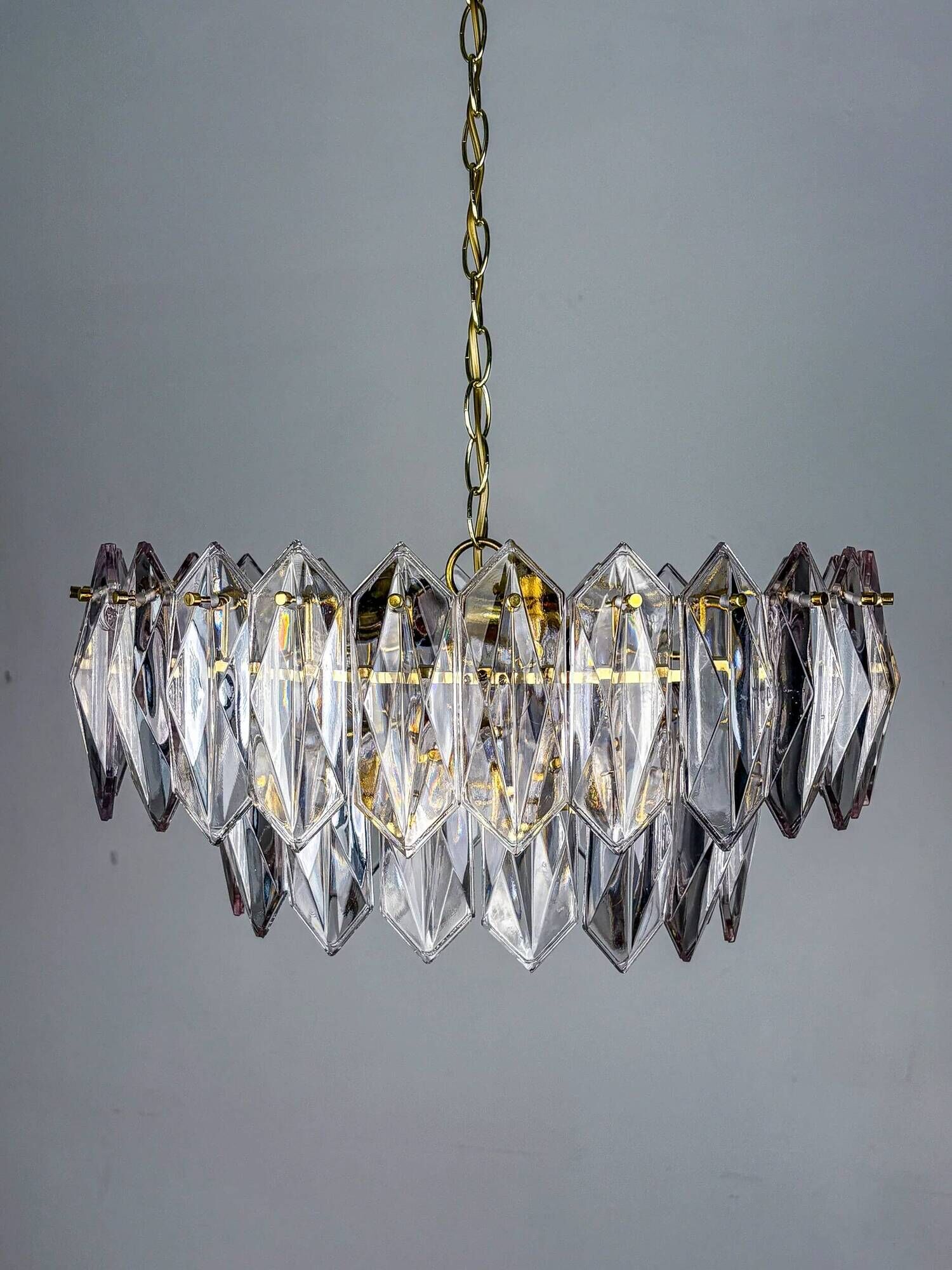 JT Kalmar chandelier, cut glass, 2 levels, Austria, 1970s