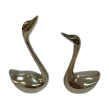 Couple of swans in vintage brass