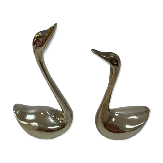 Couple of swans in vintage brass
