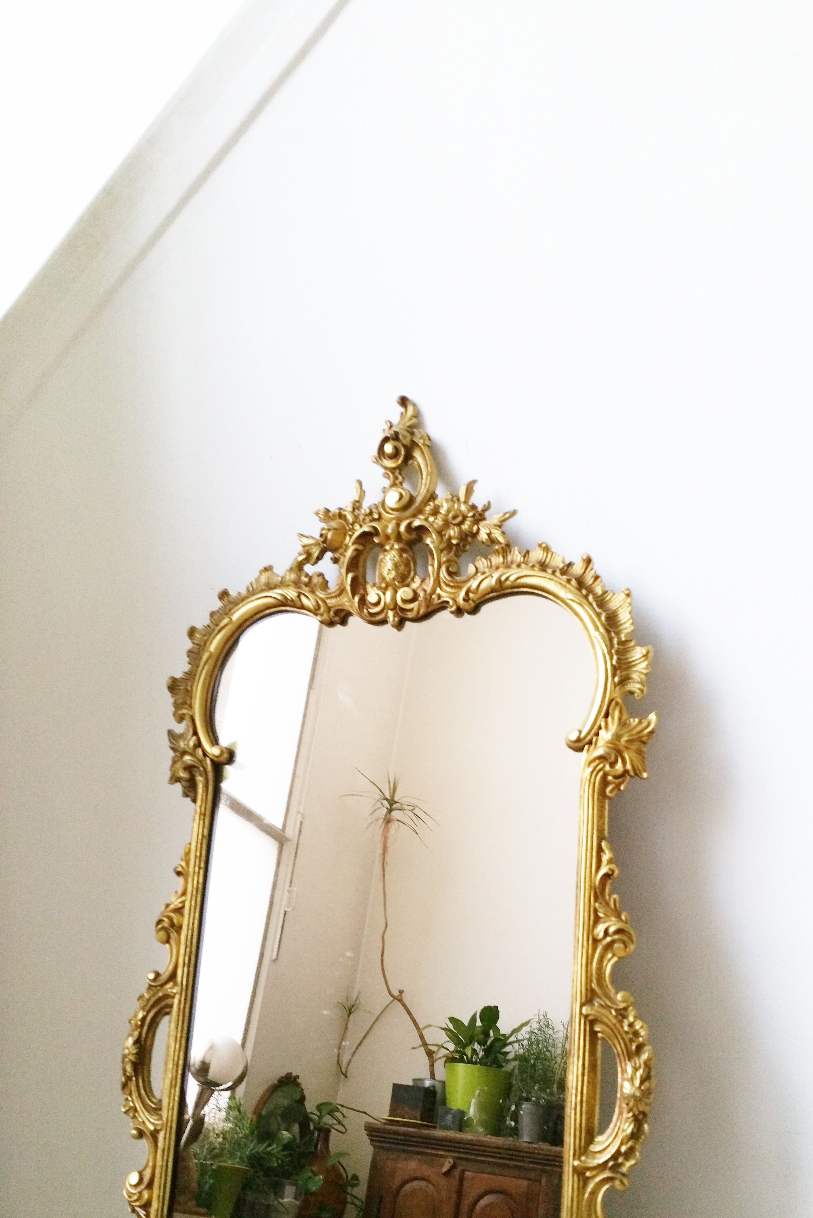 Rococo mirror metal Golden of the nineteenth 33x73cm