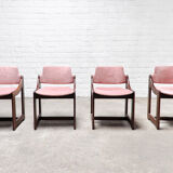 4 chaises de salle à manger en velours italien mi-centrury, années 1960