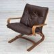 1970s, Danish armchair by Komfort, furniture leather, canvas, bent wood.