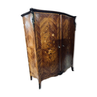 Vintage Louis XV wardrobe in marquetry and bronze